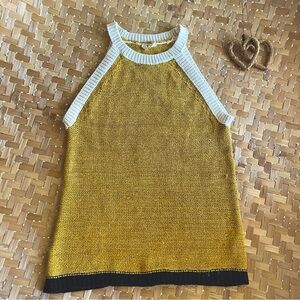 Anthropologie Moth Gold and Cream Knit Top